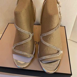 BCBGENERATION Joliny Stiletto Sandals, Silver, Size 10